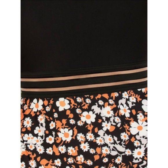 NEW Floral Print Mesh Inset One Piece Swimsuit S - Picture 5 of 5